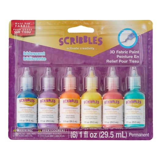 10 Packs: 6 ct. (60 total) Scribbles&#xAE; Iridescent 3D Fabric Paint